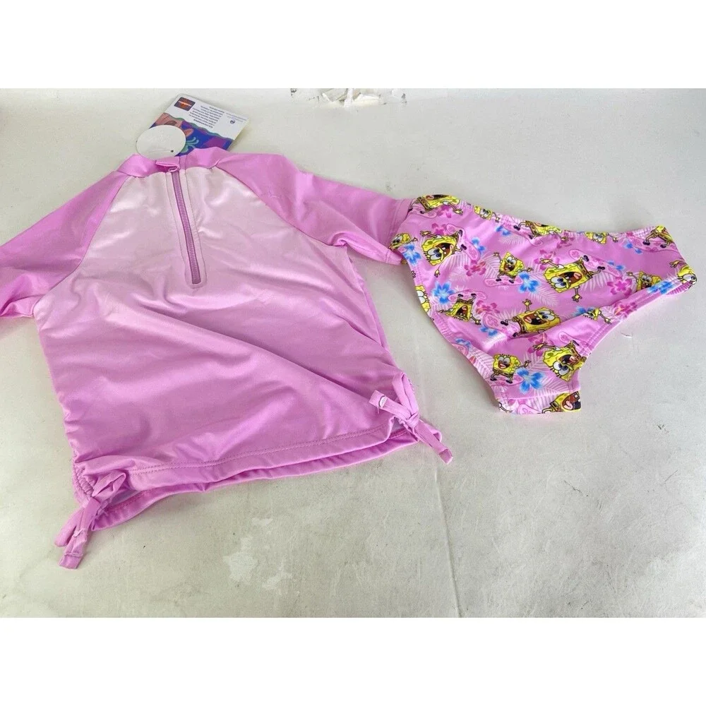 SpongeBob SquarePants 2 Piece Top and Bottoms Swim Set Swimwear Girls Size 5